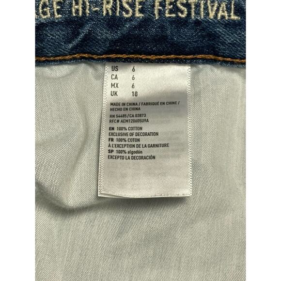 Y2K American Eagle Shorts Womens 6 Boho High Rise Festival Embroidered 2000s - Picture 11 of 15